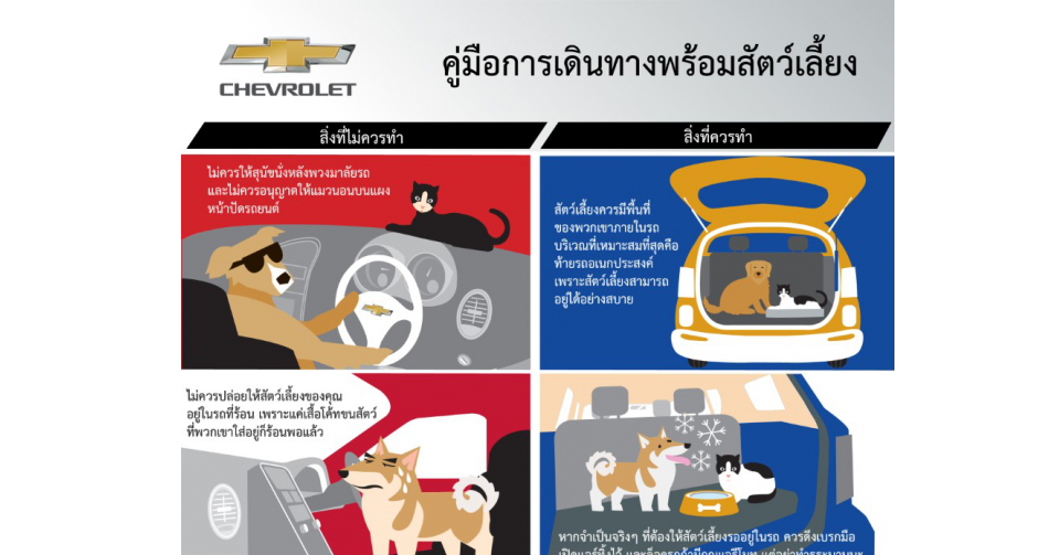 เชฟโรเลตแนะเคล็ดลับการเดินทางพร้อมกับสัตว์เลี้ยง