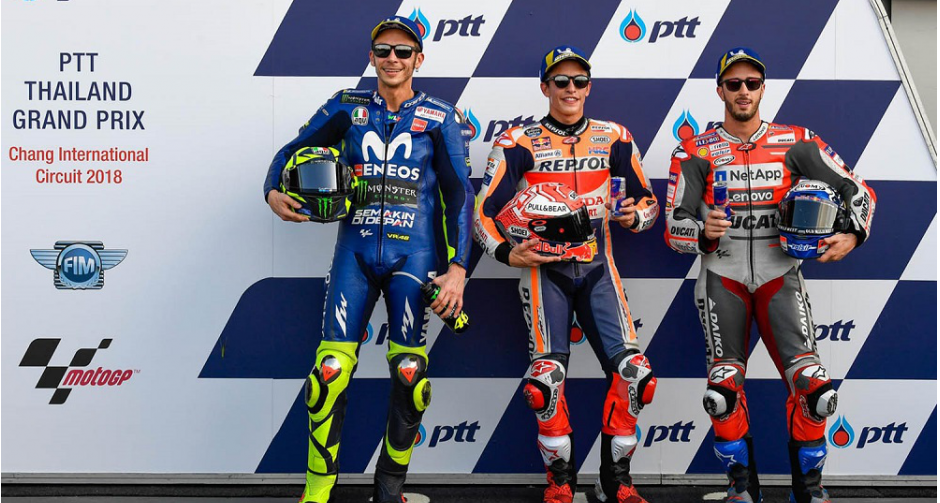 ผู้ชมเรือนแสนแน่น พีทีที ไทยแลนด์​กรังด์ปรีซ์ “มาร์เกซ” เฉือน “รอสซี่” คว้าโพล