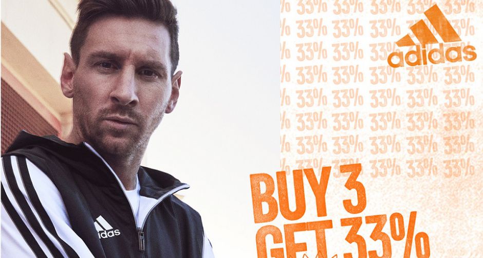 อาดิดาส ส่งโปรโมชั่นแรงแห่งปี ซื้อ 3 ชิ้น ลด 33% ตั้งแต่วันที่ 17 พฤษภาคม ถึง 24 พฤษภาคมนี้เท่านั้น