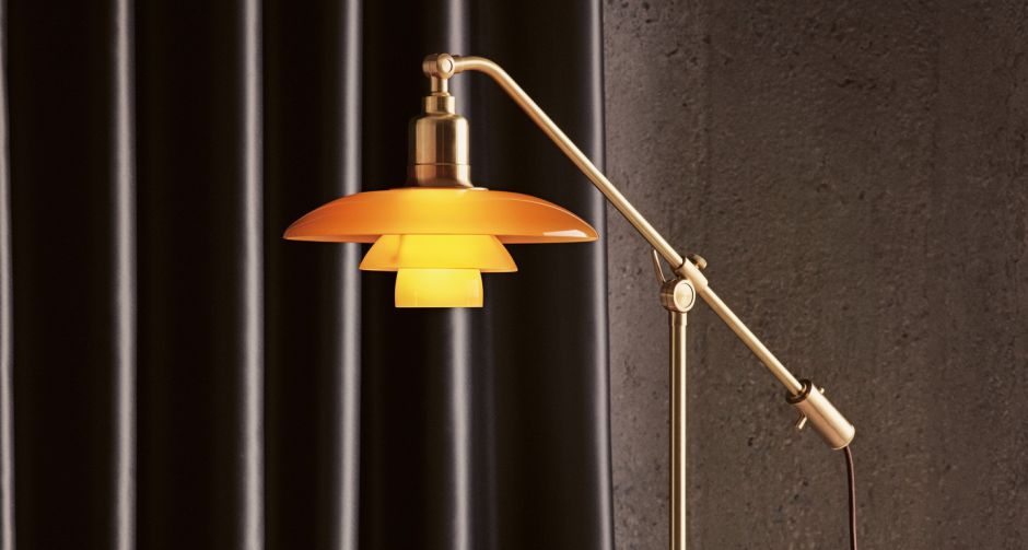 โคมไฟตั้งพื้น รุ่นลิมิเต็ด เอดิชั่น PH 3/2 โคมแก้วสีอำพัน การผสมผสานเอกลักษณ์แห่งงานศิลปะของ Poul Henningsen