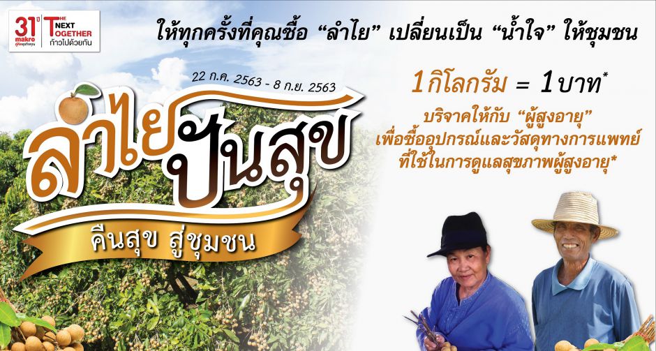 แม็คโคร ผุดโครงการ ลำไย ปันสุข...คืนสุข สู่ชุมชน ทุกการซื้อ 1 กก. บริจาค 1 บาท