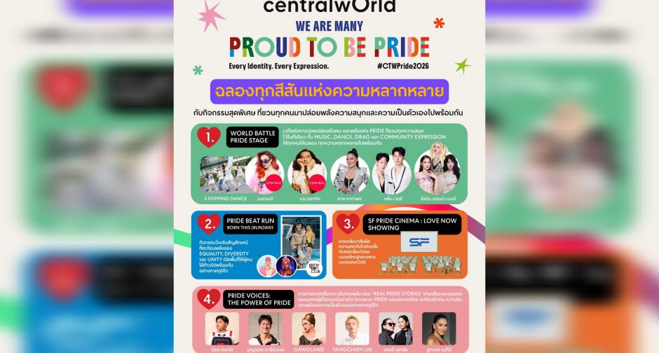 ฮาย อาภาพร - หยิ่น-วอร์ - เบน ชลาทิศ เปิดฉากฉลองความหลากหลายยิ่งใหญ่! ที่ centralwOrld, WE ARE MANY, PROUD TO BE PRIDE